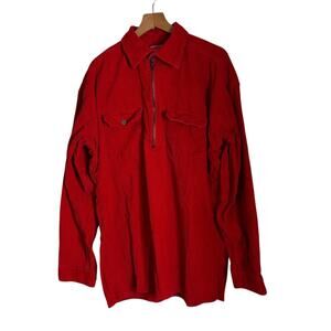 Marlboro Unlimited Vintage Red Corduroy‎ Pullover Shirt Jacket Shacket Sz Medium
